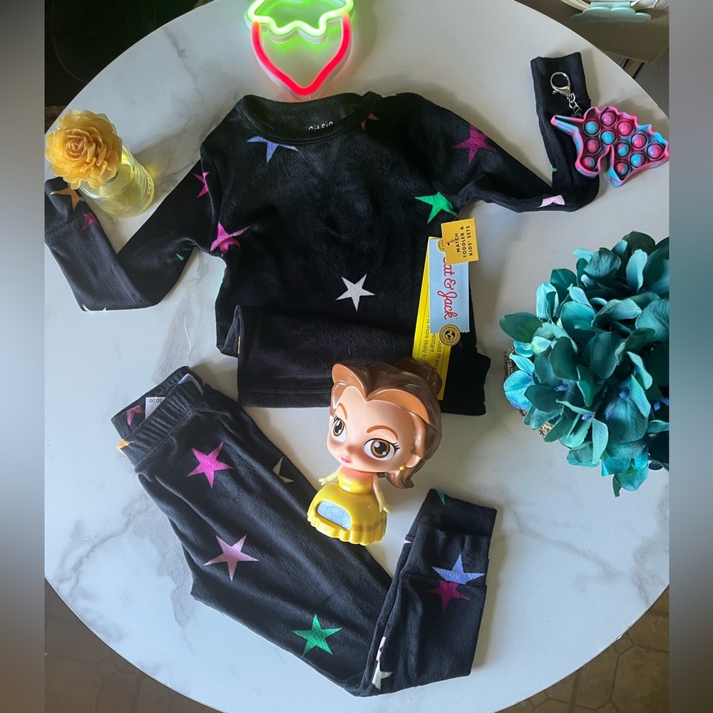 Cat & Jack Black Star Kids Matching Set, color star, black